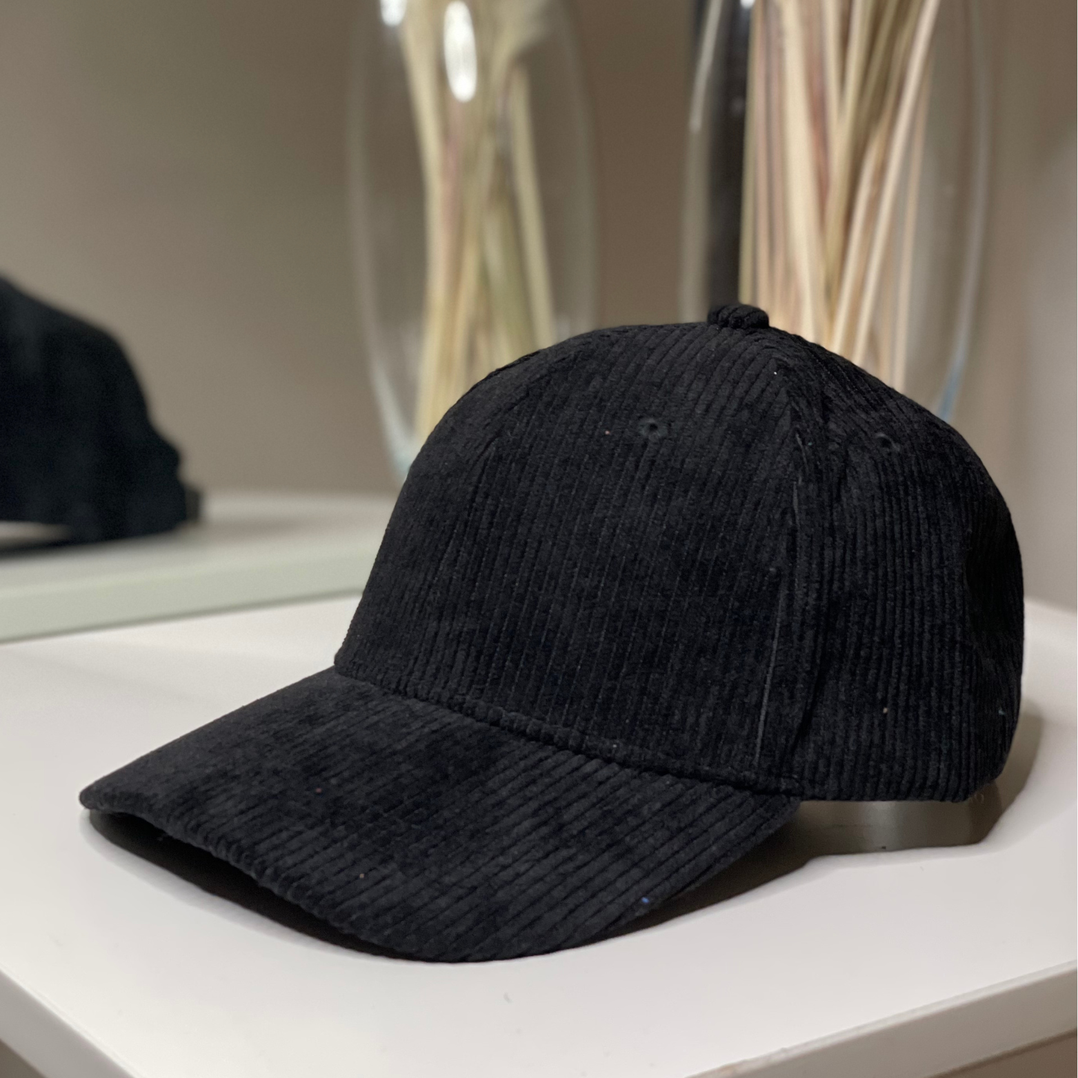 Black corduroy baseball deals cap